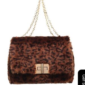 Katrina Szish x Jelavu Barney Leopard Faux Fur Bag